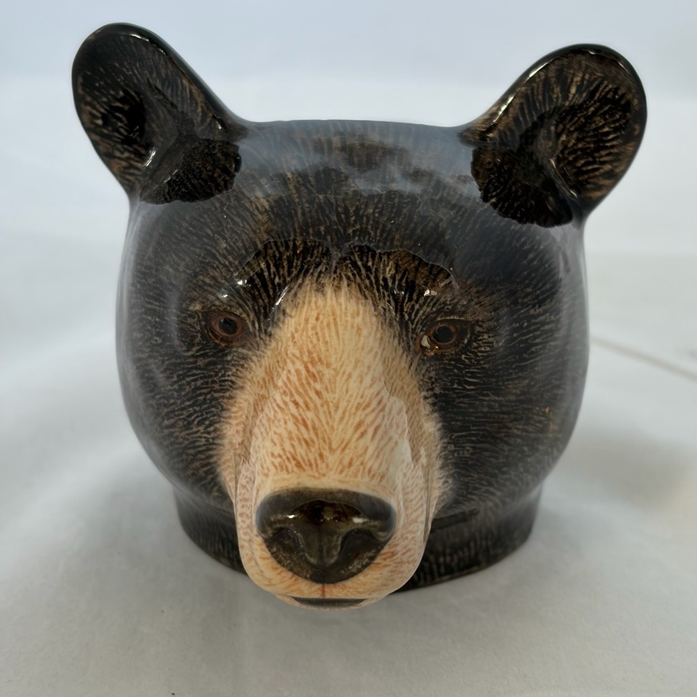 Bear Head Figurine Vase Pot Ceramic Succulent Egg Cup Made By Quail